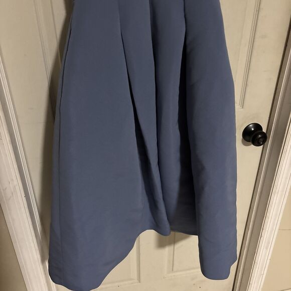 AMSALE FAILLE SLEEVELESS DUSK Blue Maxi GOWN sz 8 - Picture 5 of 7